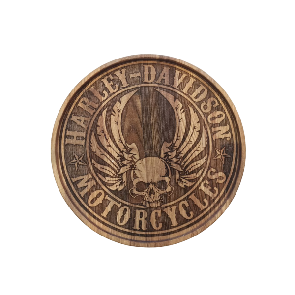 ХукаСтол Поднос Harley Davidson (Коричневый, Бук) для кальяна в Краснодаре