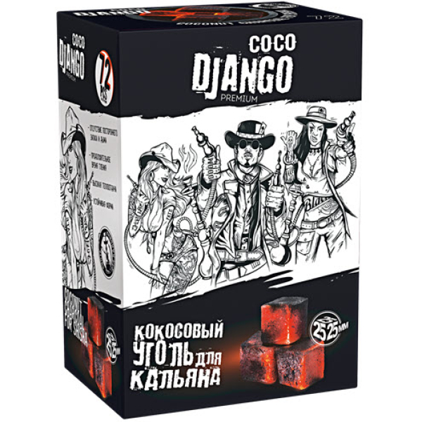 Уголь Coco Django 25мм для кальяна - 1кг (72 шт) в Краснодаре