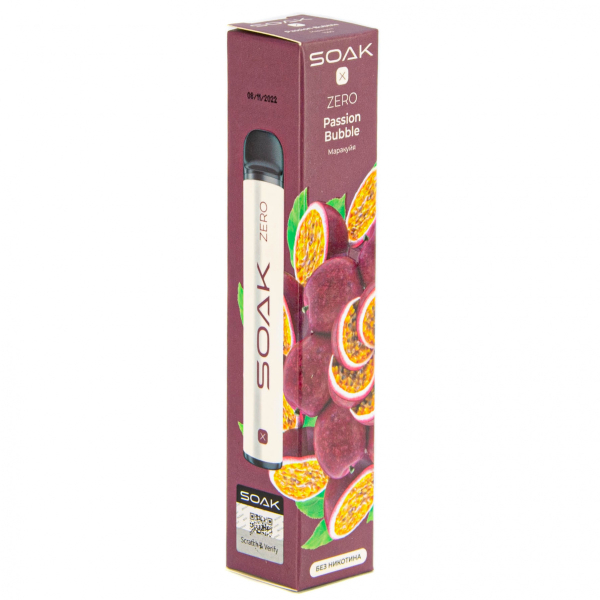 SOAK X ZERO Passion bubble 1500 затяжек (без никотина) в Краснодаре