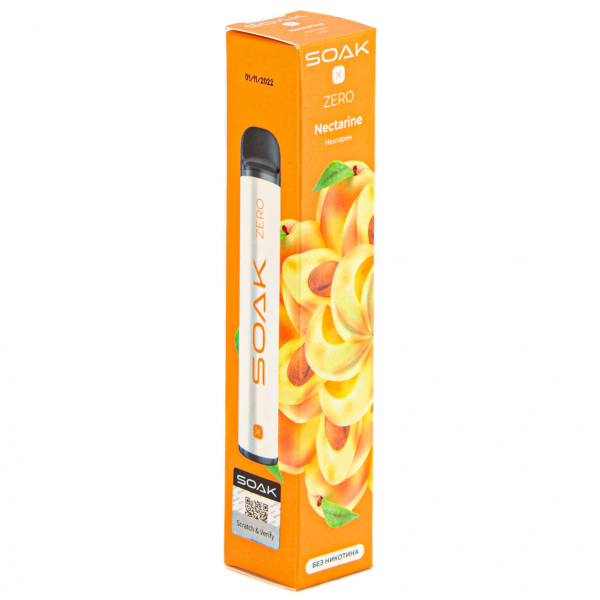 SOAK X ZERO Nectarine 1500 затяжек (без никотина) в Краснодаре