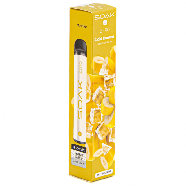 SOAK X ZERO Cold banana 1500 затяжек (без никотина) в Краснодаре