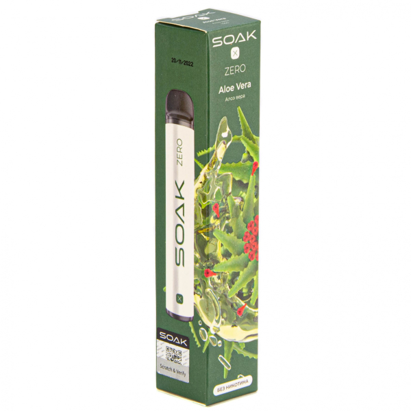 SOAK X ZERO Aloe vera 1500 затяжек (без никотина) в Краснодаре