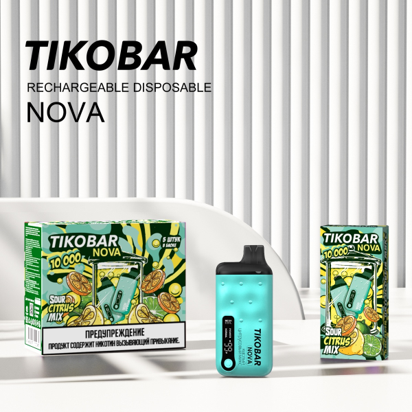 Электронка Tikobar Nova Кислый Цитрусовый Микс 10000 Затяжек в Краснодаре
