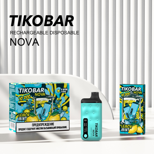 Электронка Tikobar Nova Лимон Мята 10000 Затяжек в Краснодаре