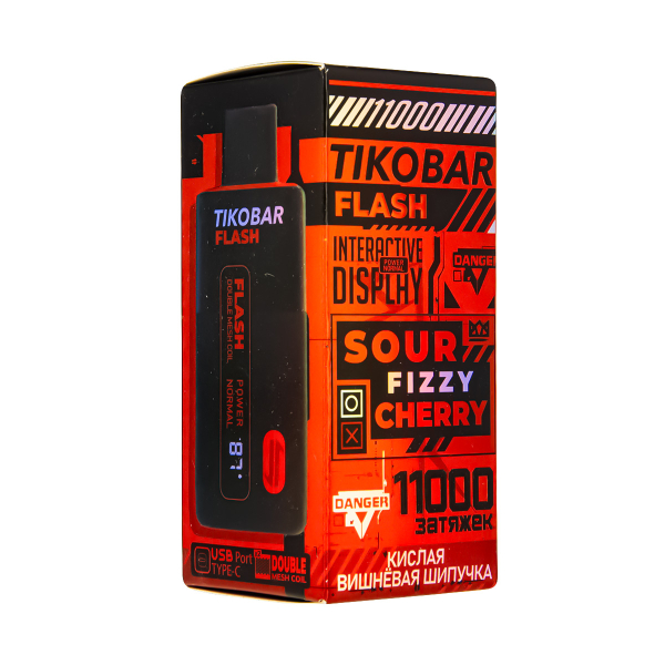 Электронка Tikobar Flash Кислая Вишнёвая Шипучка 11000 Затяжек в Краснодаре