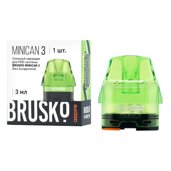 Сменный Картридж Brusko Minican 3, (Зелёный), 3 Мл, Упак. 1 Шт в Краснодаре