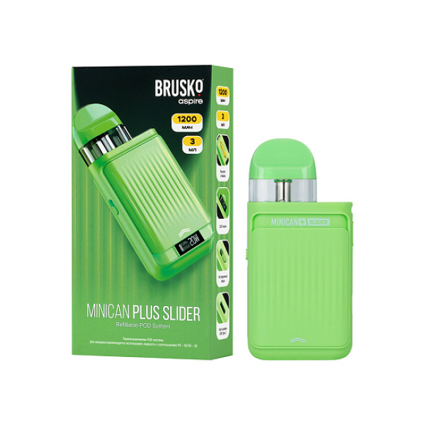 POD-система Brusko Minican Plus Slider Зелёный в Краснодаре