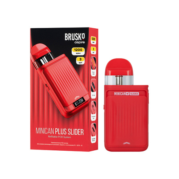 POD-система Brusko Minican Plus Slider Красный в Краснодаре