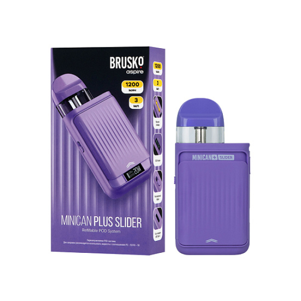 POD-система Brusko Minican Plus Slider Фиолетовый в Краснодаре