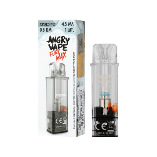 Картридж Angry Vape Fury Max Белый 45 мл 0.6 Ом ( 1 шт.) в Краснодаре