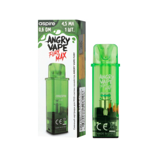 Картридж Angry Vape Fury Max Зелёный 45 мл 0.6 Ом ( 1 шт.) в Краснодаре